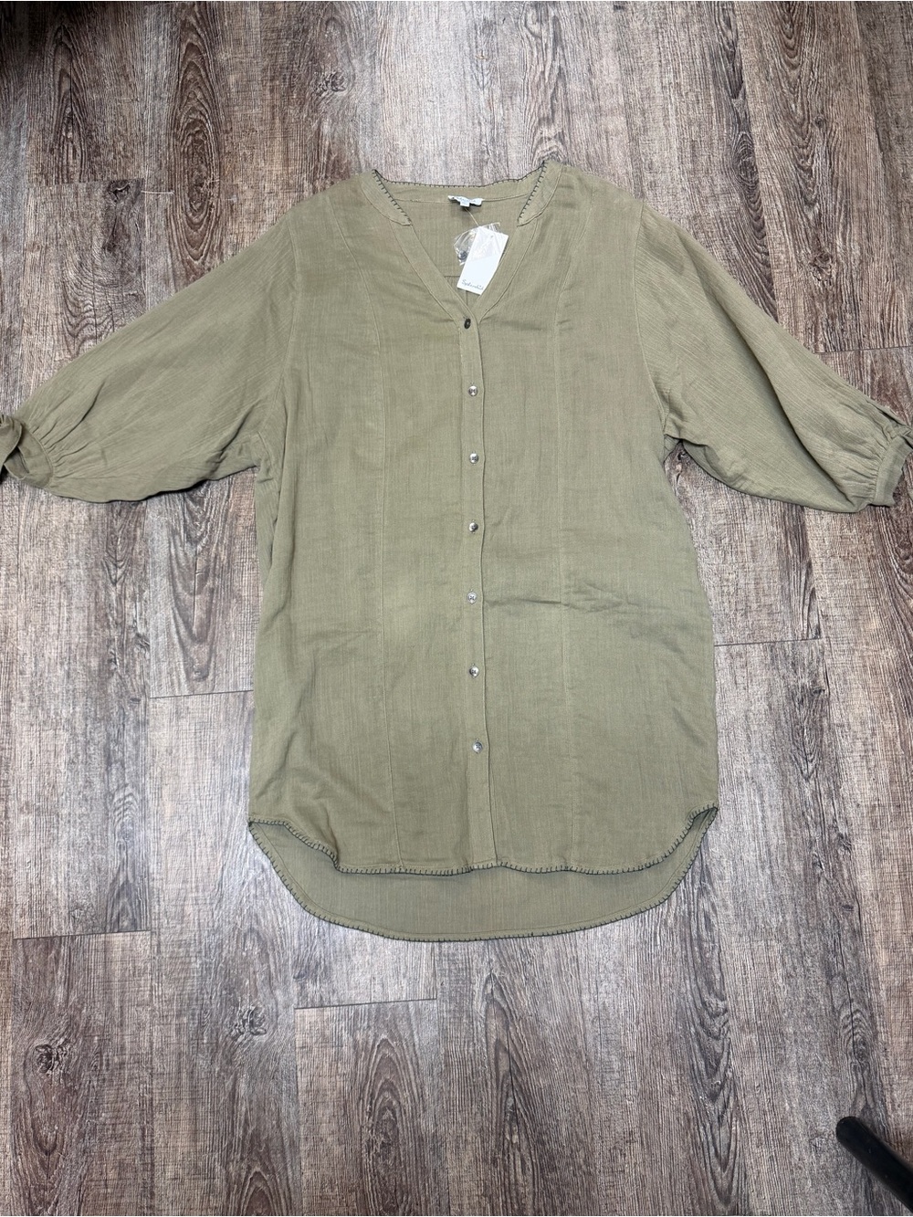 Splendid Olive Green Button-Front Tunic